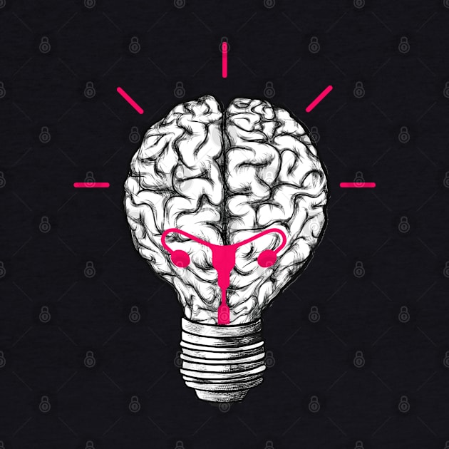 Light bulb brain, female crative idea, female power, pink by Collagedream